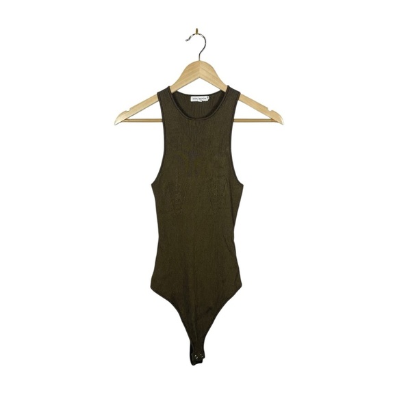 Good American Women’s Rib Knit Thong Bodysuit in Fog Greenish Brown Size M (2) - Picture 11 of 16